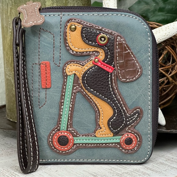 Chala Handbags - CHALA - NWOT Vegan Chala Weiner Dog Dachshund On A Scooter Wristlet